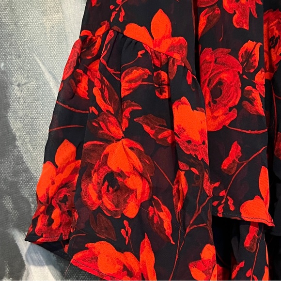 A new day long ruffle sleeve flower detail sheer blouse M - Picture 4 of 6